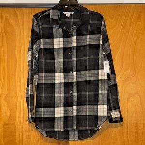 Black and Gray Plaid Shirt (NWT)
